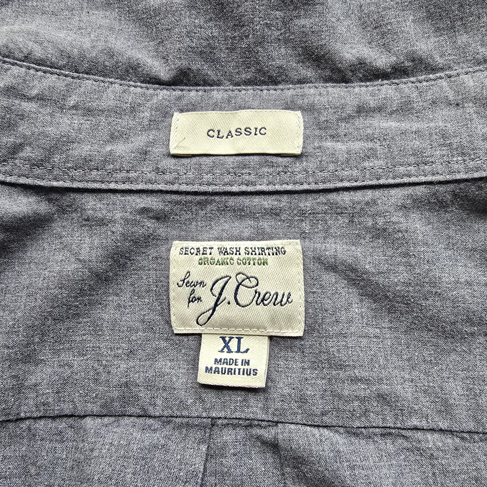 J. Crew Gray Classic Button-Down Organic Cotton Minimalist Core Soft